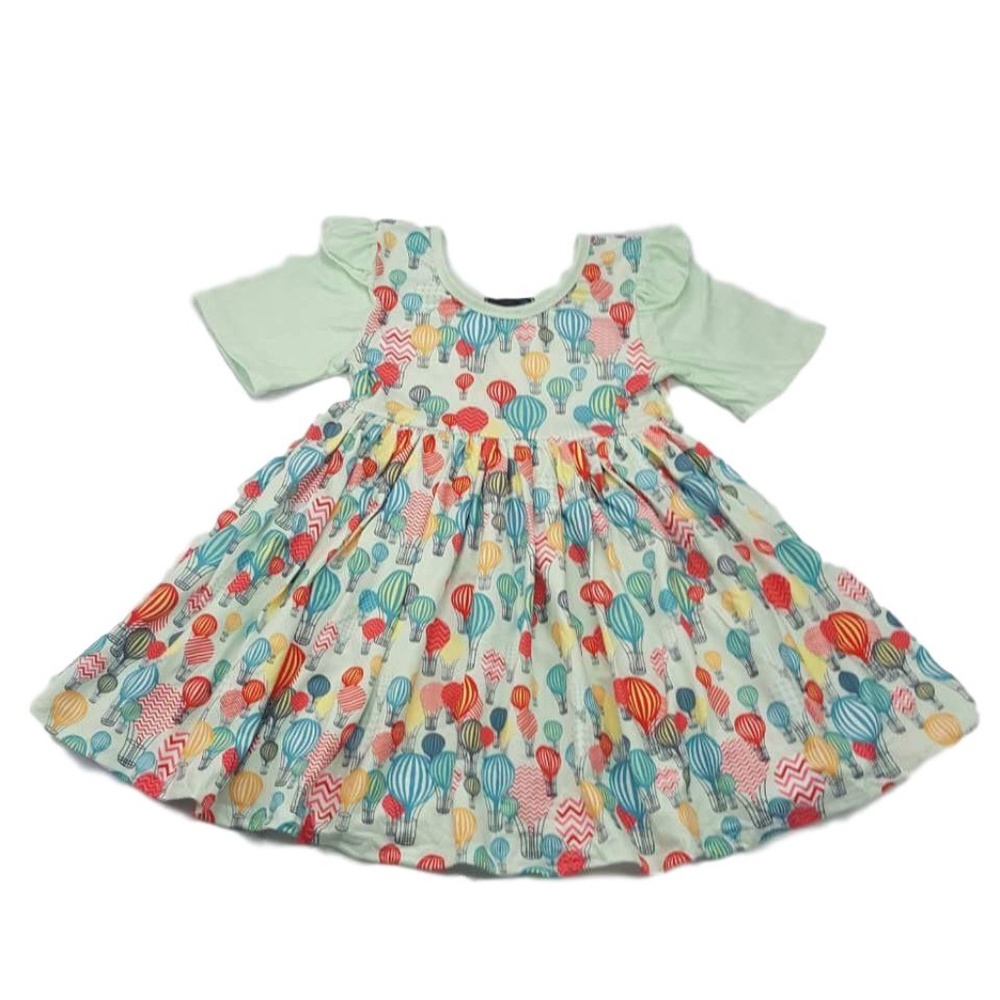 Boutique Harmony Bee Hot Air Balloon Flutter Dress XXXL sz 8 Green Fest Vacation